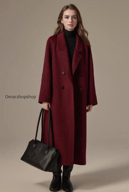 Classic Double Breasted Double Faced Long Yak-Cashmere Coat