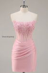 pink-strapless-bodycon-corset-short-homecoming-dress-with-lace