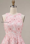 pink-floral-a-line-beaded-round-neck-short-homecoming-dress