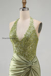 army-green-appliqued-ruched-halter-tight-short-corset-homecoming-dress