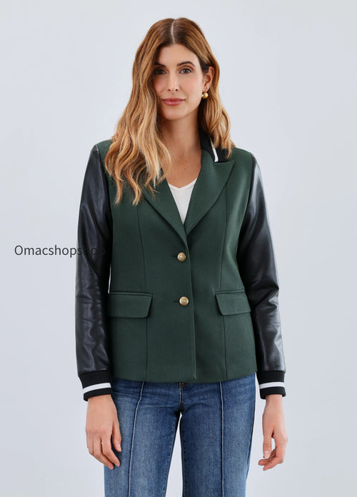 Mixed Media Blazer, Spruce
