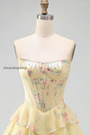 yellow-a-line-floral-corset-short-fringed-strapless-homecoming-dress-with-ruffles