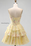 yellow-a-line-floral-corset-short-fringed-strapless-homecoming-dress-with-ruffles