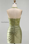 army-green-appliqued-ruched-halter-tight-short-corset-homecoming-dress