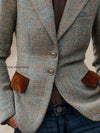 vintage-plaid-tweed-blazer-with-brown-velvet-collar-and-pockets