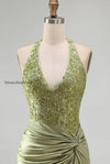 army-green-appliqued-ruched-halter-tight-short-corset-homecoming-dress