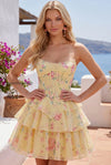 yellow-a-line-floral-corset-short-fringed-strapless-homecoming-dress-with-ruffles