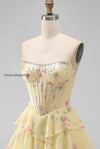 yellow-a-line-floral-corset-short-fringed-strapless-homecoming-dress-with-ruffles